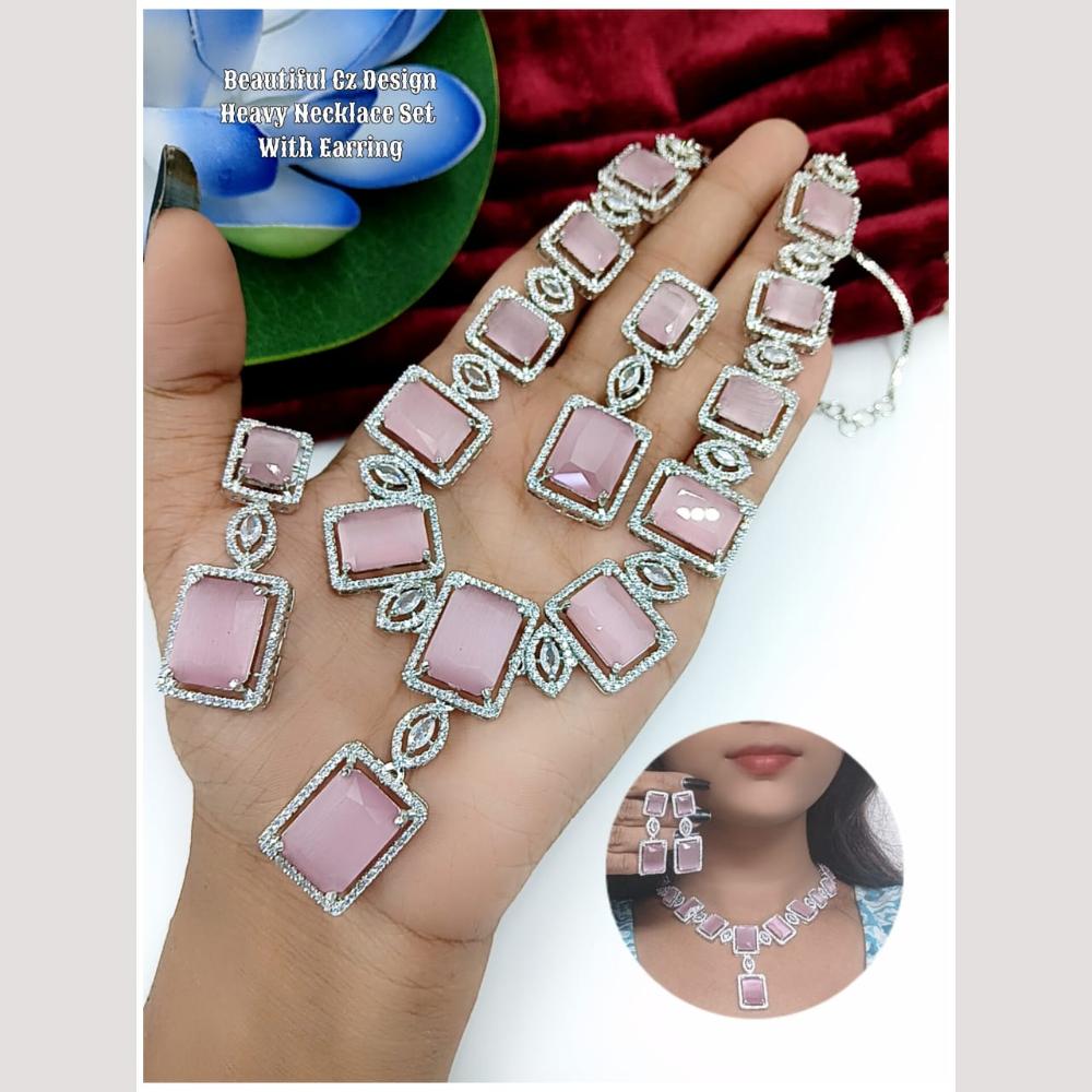 Kavita Art Silver Plated American Diamond Necklace Set