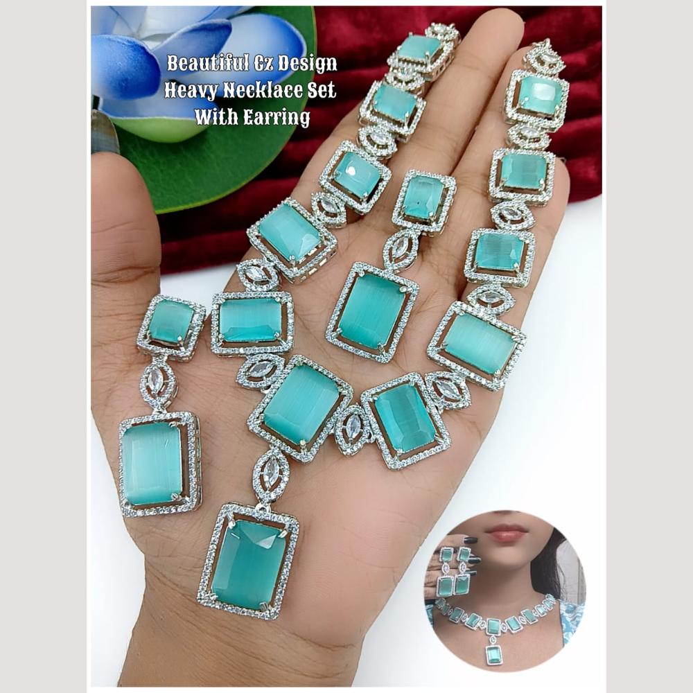 Kavita Art Silver Plated American Diamond Necklace Set