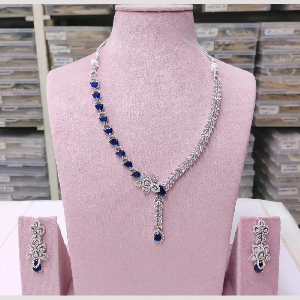 Kavita Art Silver Plated American Diamond Necklace Set