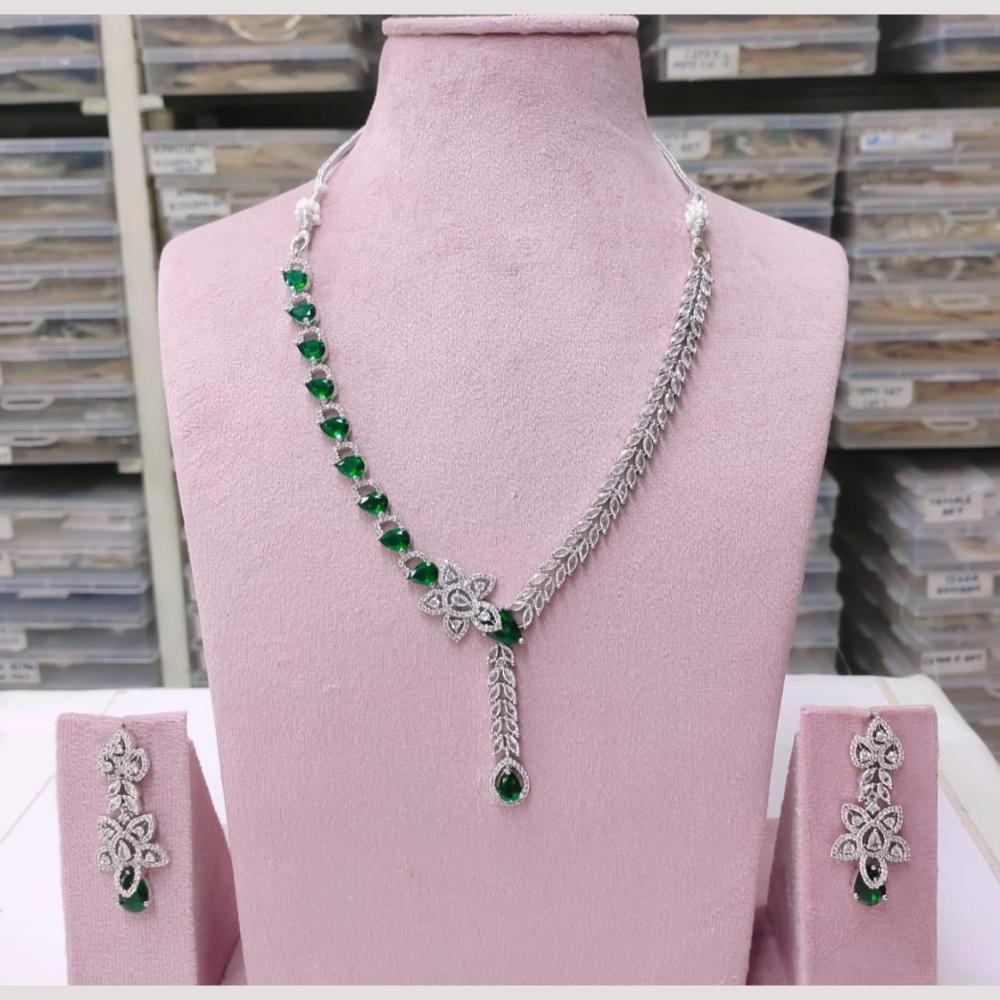 Kavita Art Silver Plated American Diamond Necklace Set