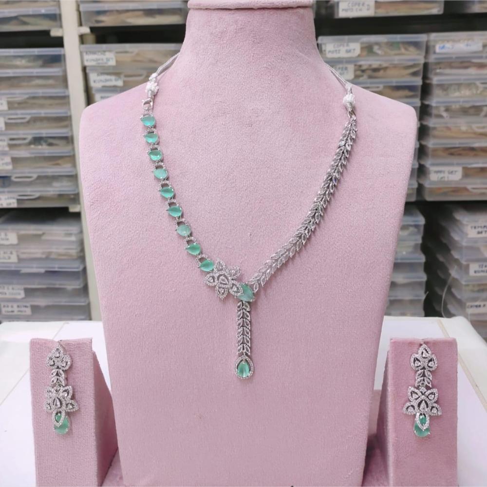 Kavita Art Silver Plated American Diamond Necklace Set