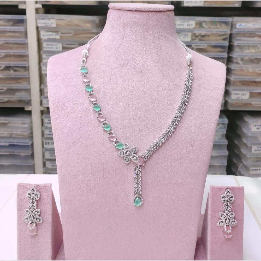 Kavita Art Silver Plated American Diamond Necklace Set