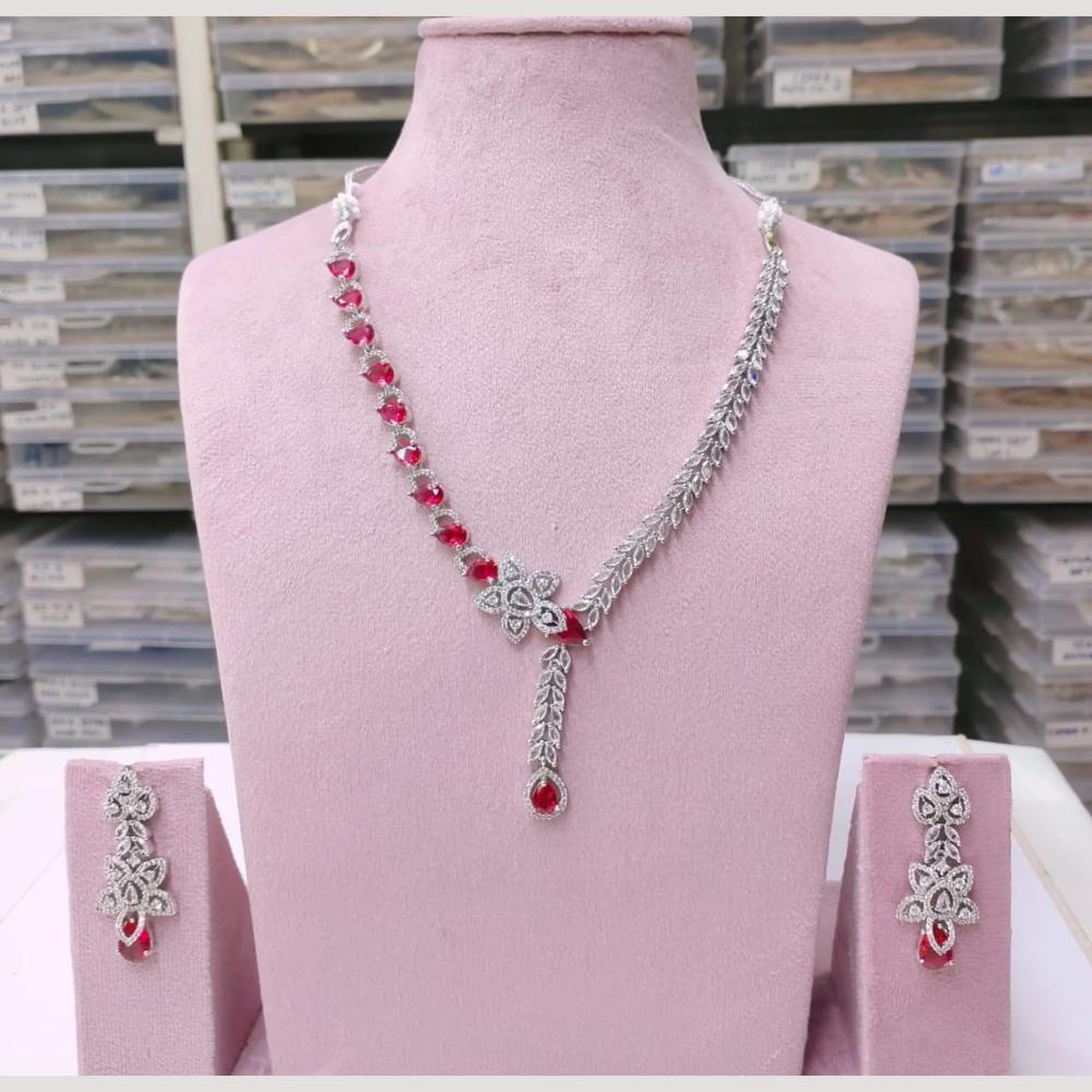 Kavita Art Silver Plated American Diamond Necklace Set