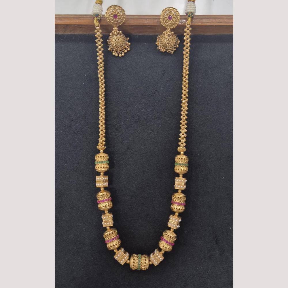 Kavita Art Gold Plated Pota Stone Long Necklace Set