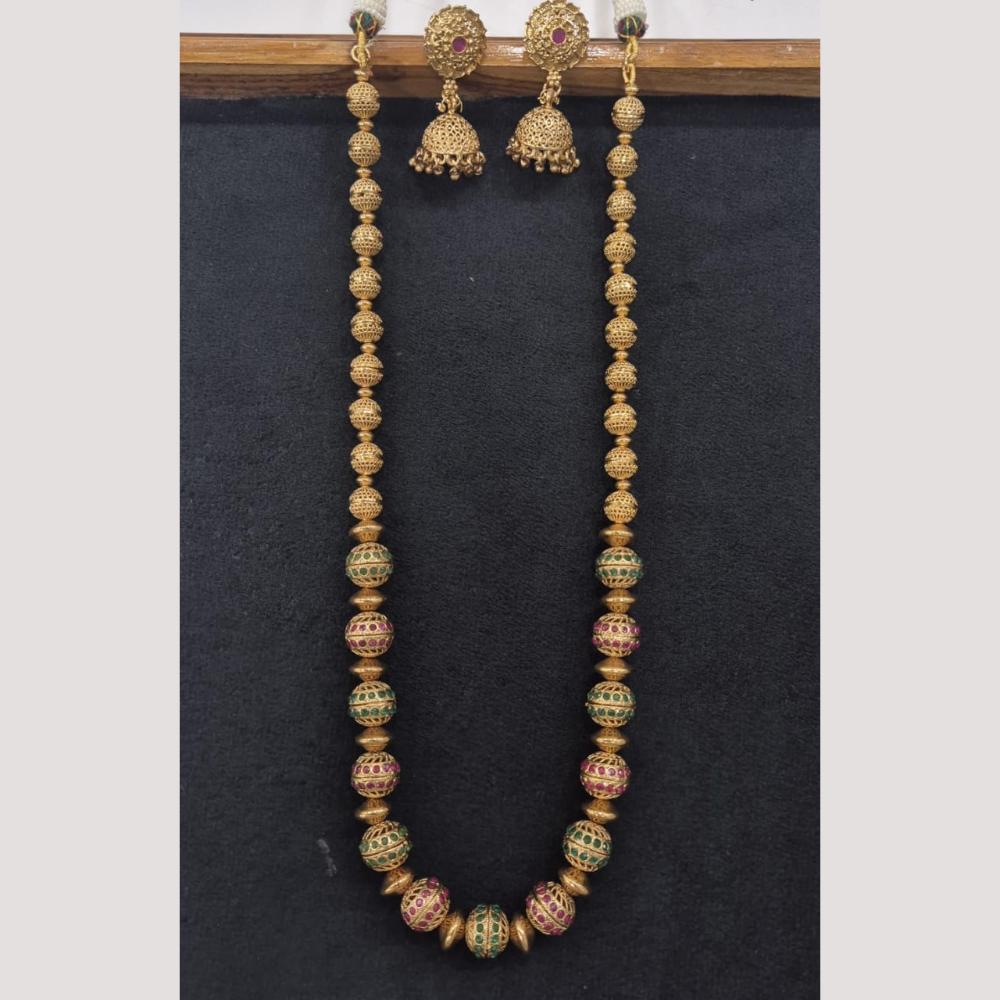 Kavita Art Gold Plated Pota Stone Long Necklace Set