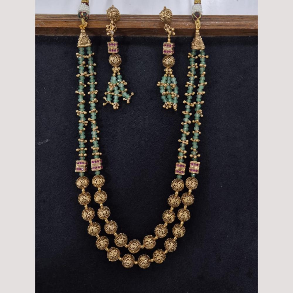 Kavita Art Gold Plated Pota Stone Long Necklace Set