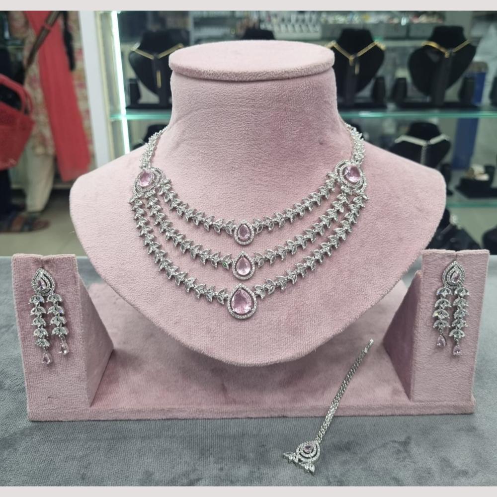 Kavita Art Silver Plated American Diamond Necklace Set