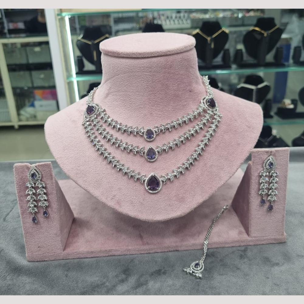 Kavita Art Silver Plated American Diamond Necklace Set