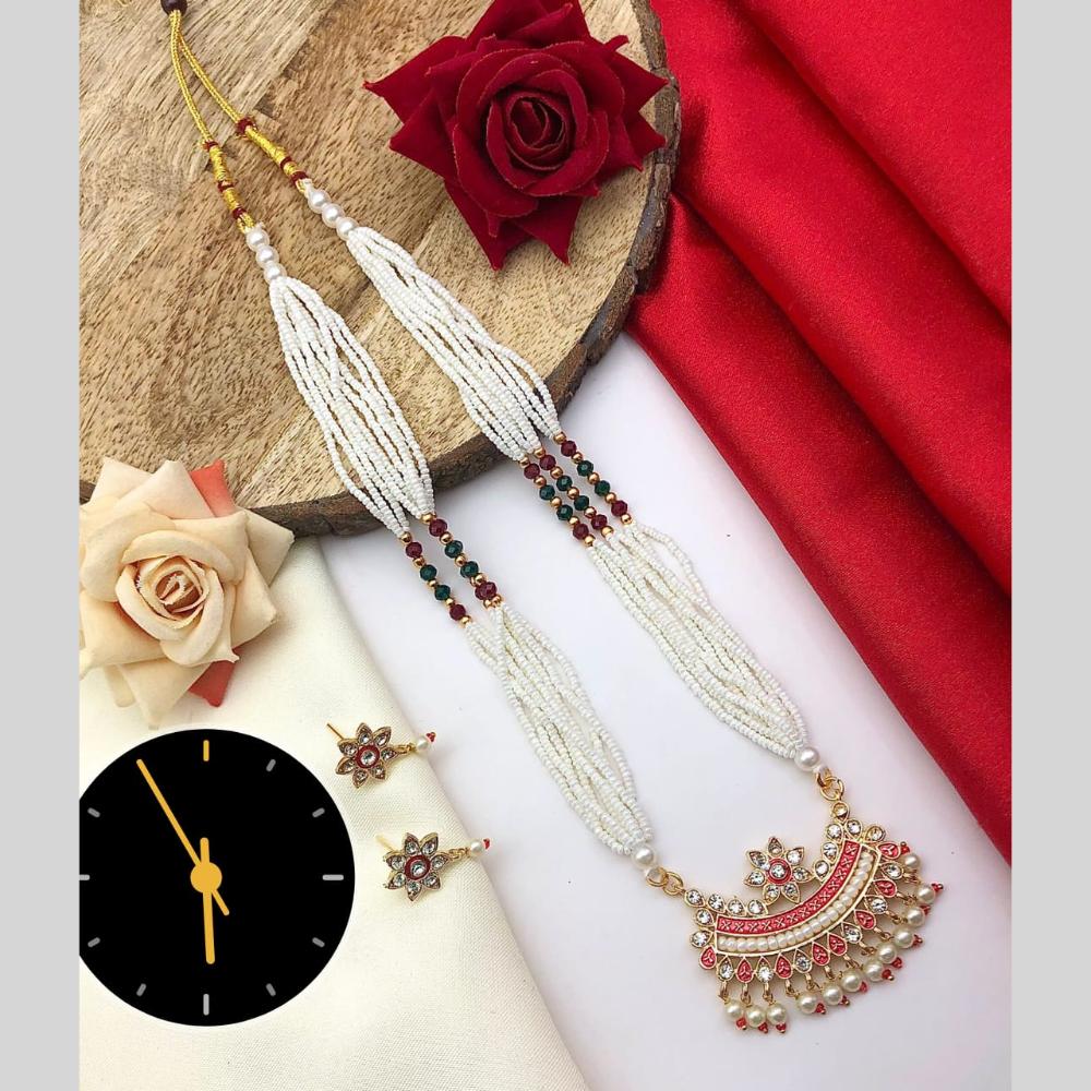 Kavita Art Gold Plated Meenakari And Austrian Stone Long Necklace Set