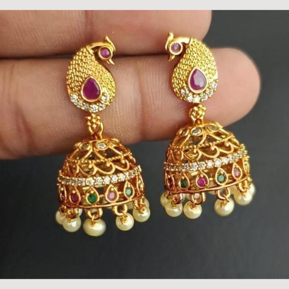 Kavita Art Gold Plated Austrian Stone And Pearl Jhumki Earrings
