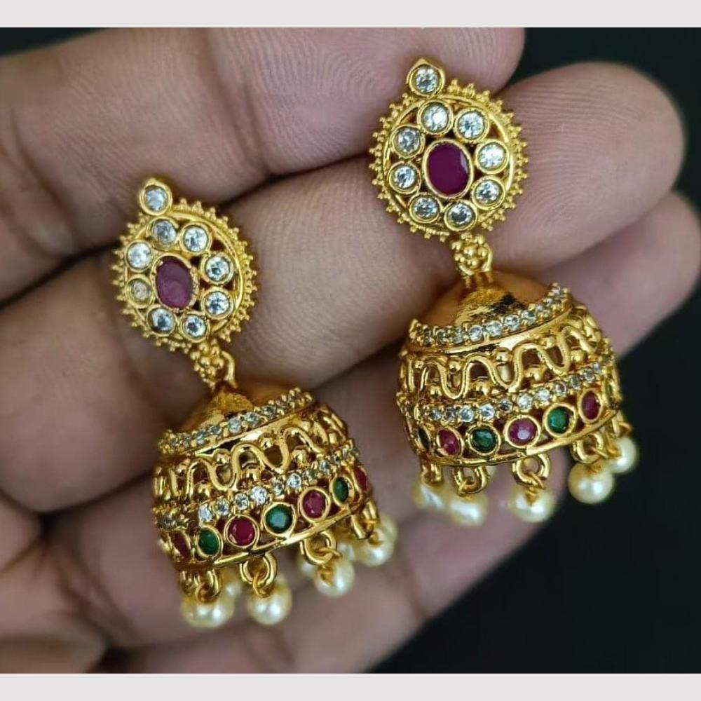Kavita Art Gold Plated Austrian Stone And Pearl Jhumki Earrings