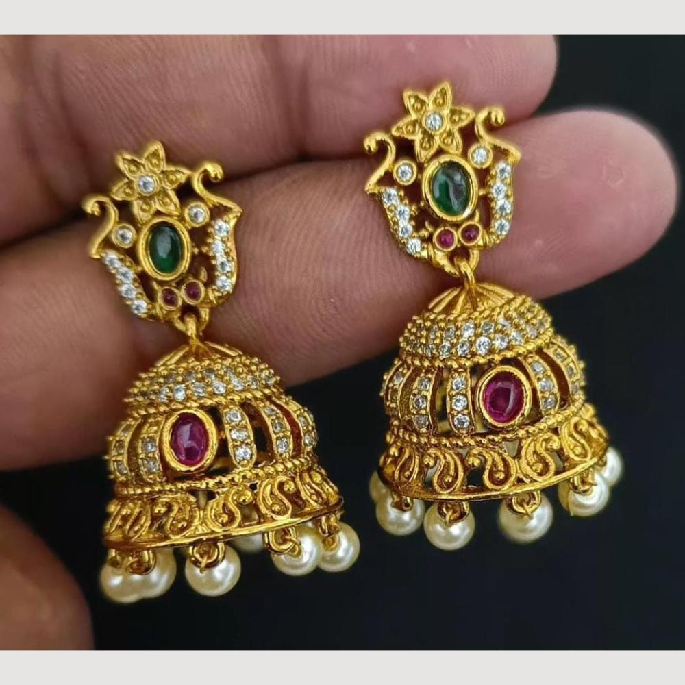 Kavita Art Gold Plated Austrian Stone And Pearl Jhumki Earrings