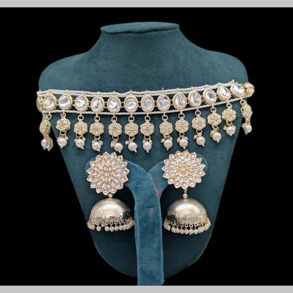 Kavita Art Gold Plated Kundan And Beads Choker Necklace Set
