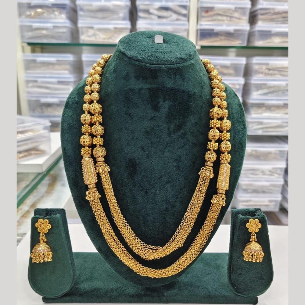 Kavita Art Gold Plated Austrian Stone And Beads Long Necklace Set