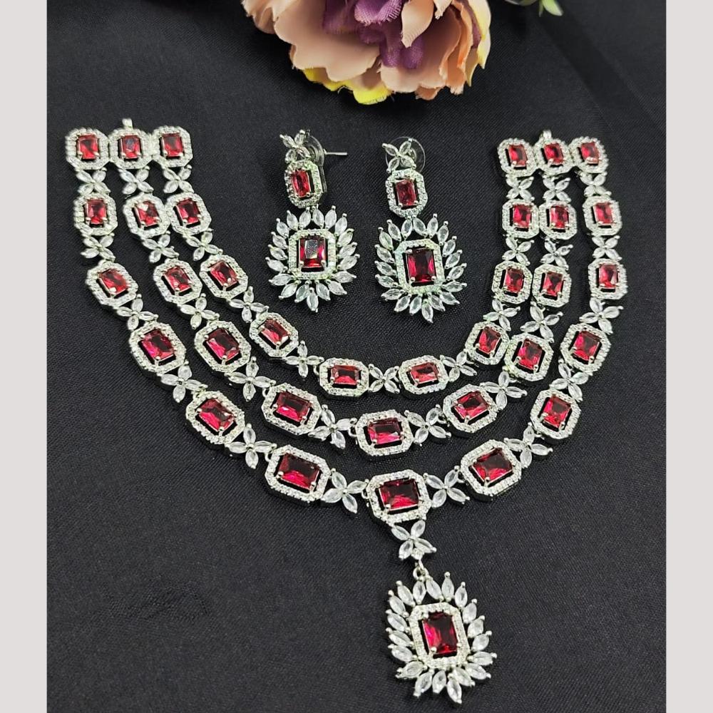 Kavita Art Silver Plated American Diamond Necklace Set