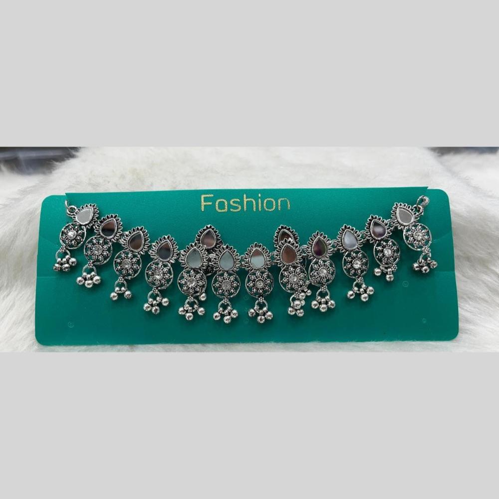 Kavita Art Boho Style Oxidised Plated Mirror And Pearls Necklace Set