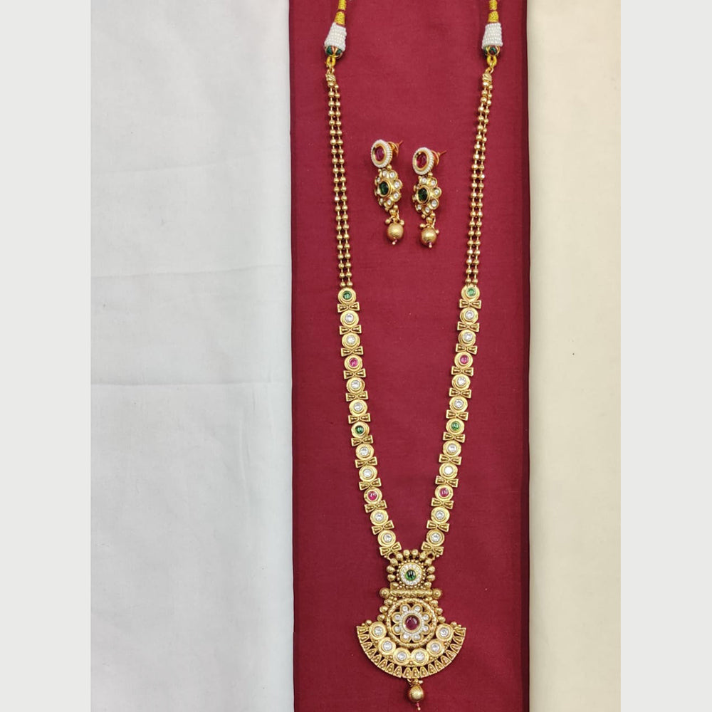 Kavita Art Fusion Look Long Necklace Set Traditional Pota Stone Trendy Style