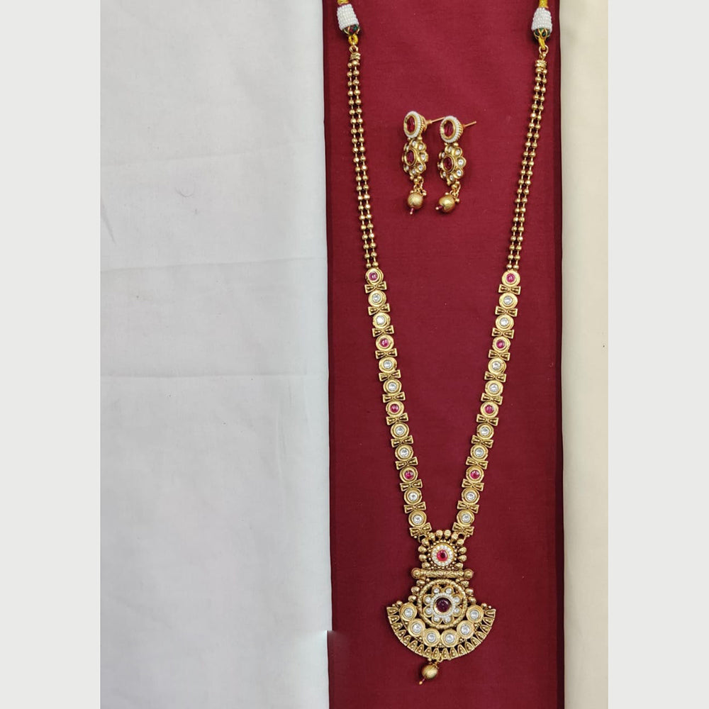 Kavita Art Fusion Look Long Necklace Set Traditional Pota Stone Trendy Style