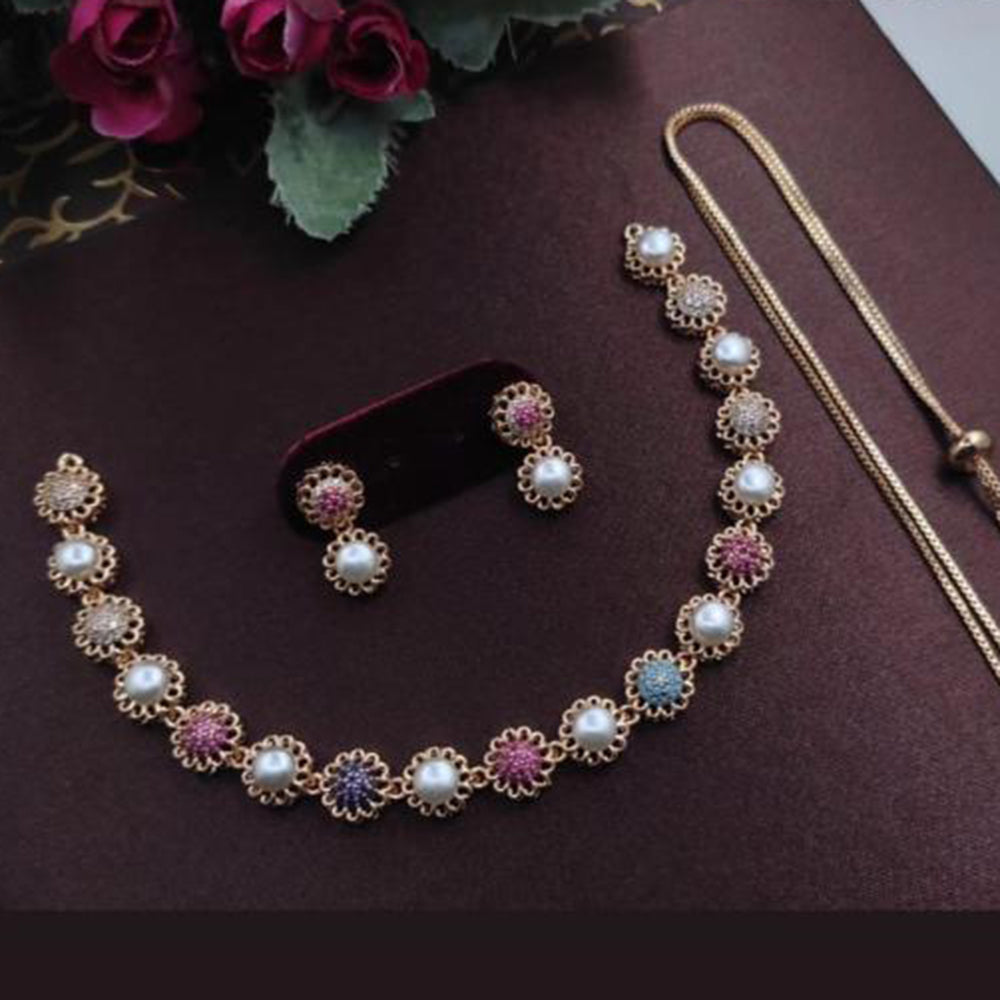 Kavita Art Sparkling Austrian Stone And Pearl Necklace Set