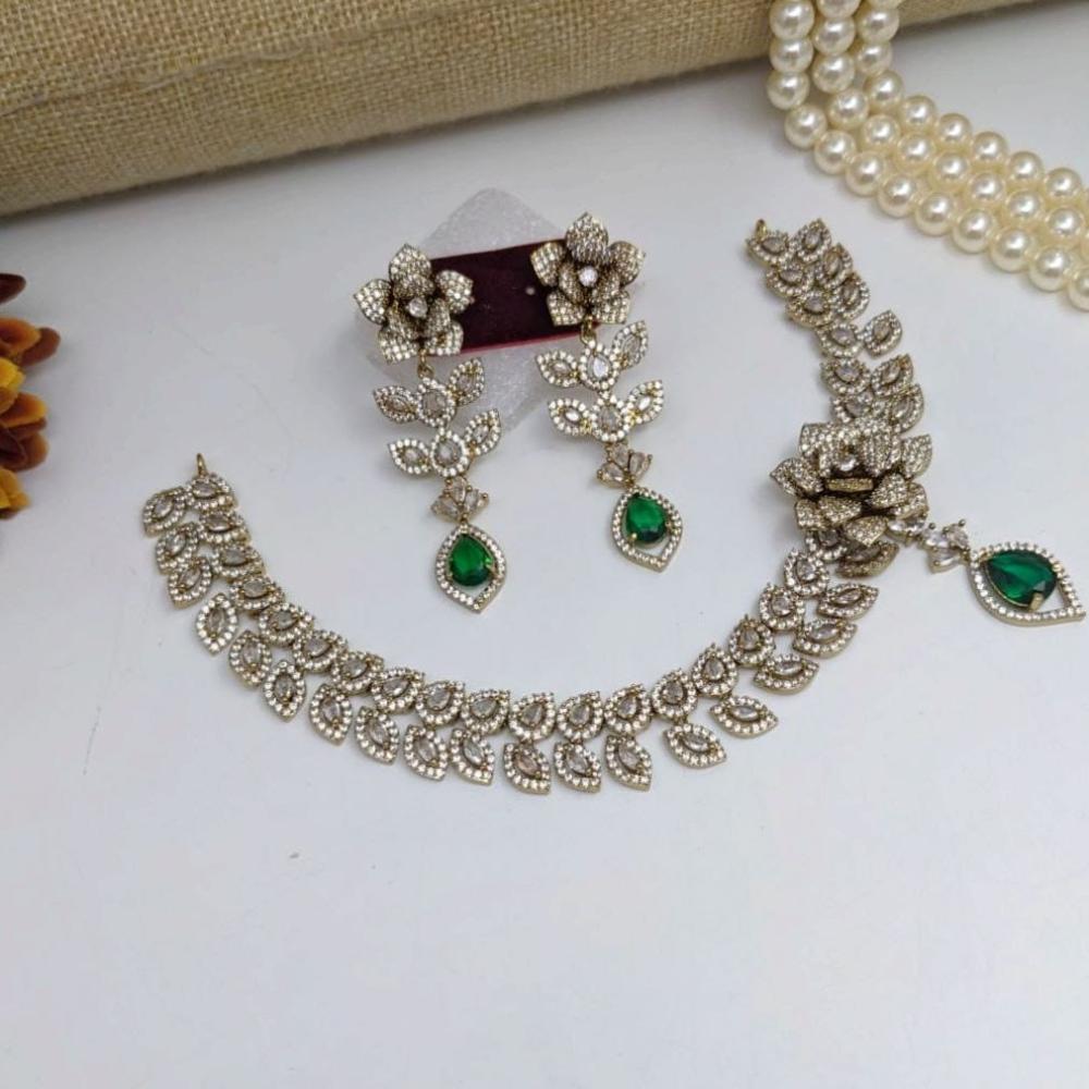 Kavita Art Graceful Blossom Style American Diamond Necklace Set