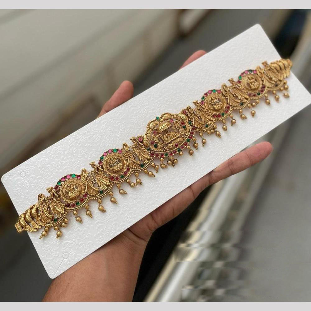 Kavita Art Temple Kamar Band with Divine Goddess Laxmi Motif Antique Bridal Waist Belt