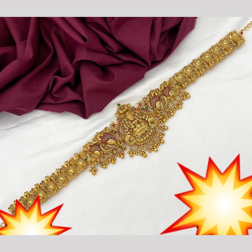Kavita Art Temple Kamar Band with Divine Goddess Laxmi Motif Antique Bridal Waist Belt