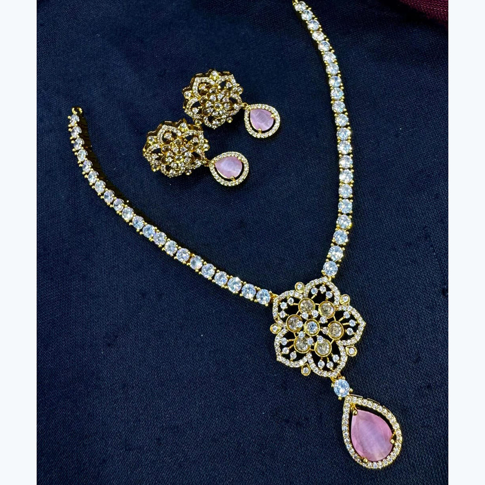 Kavita Art Gold Plated American Diamond Necklace Set