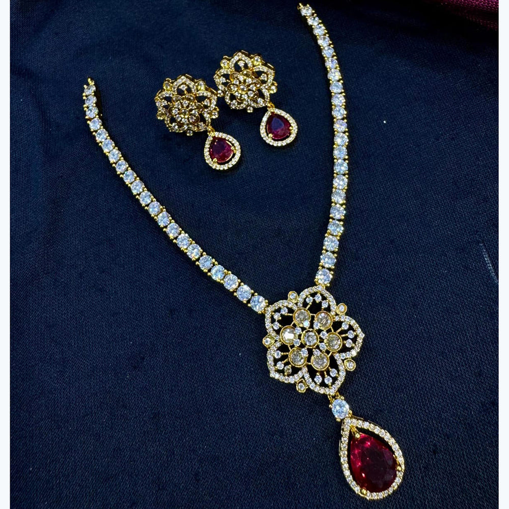 Kavita Art Gold Plated American Diamond Necklace Set