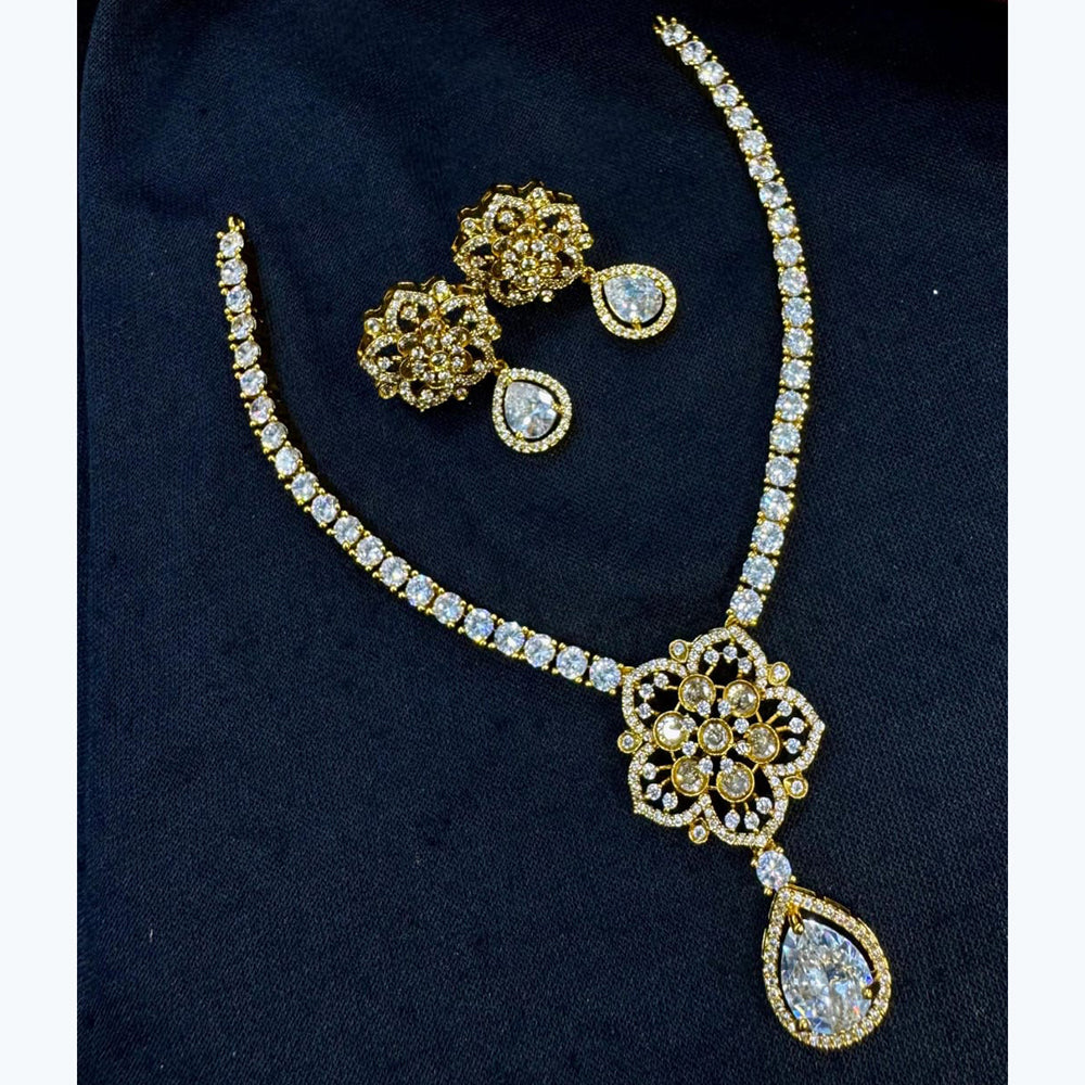 Kavita Art Gold Plated American Diamond Necklace Set