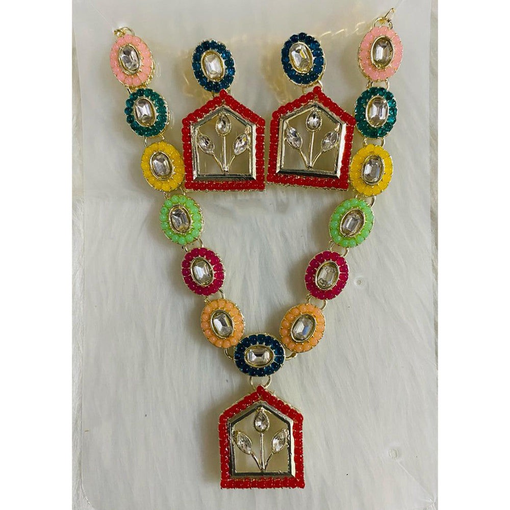 Kavita Art Premium Crystal Stone And Pearl Necklace Set