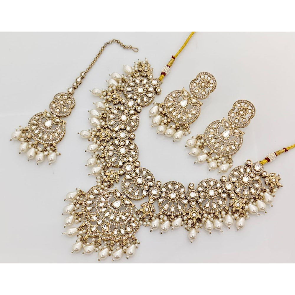 Kavita Art Elegant Pota Stone Pearl And Beads Necklace Set