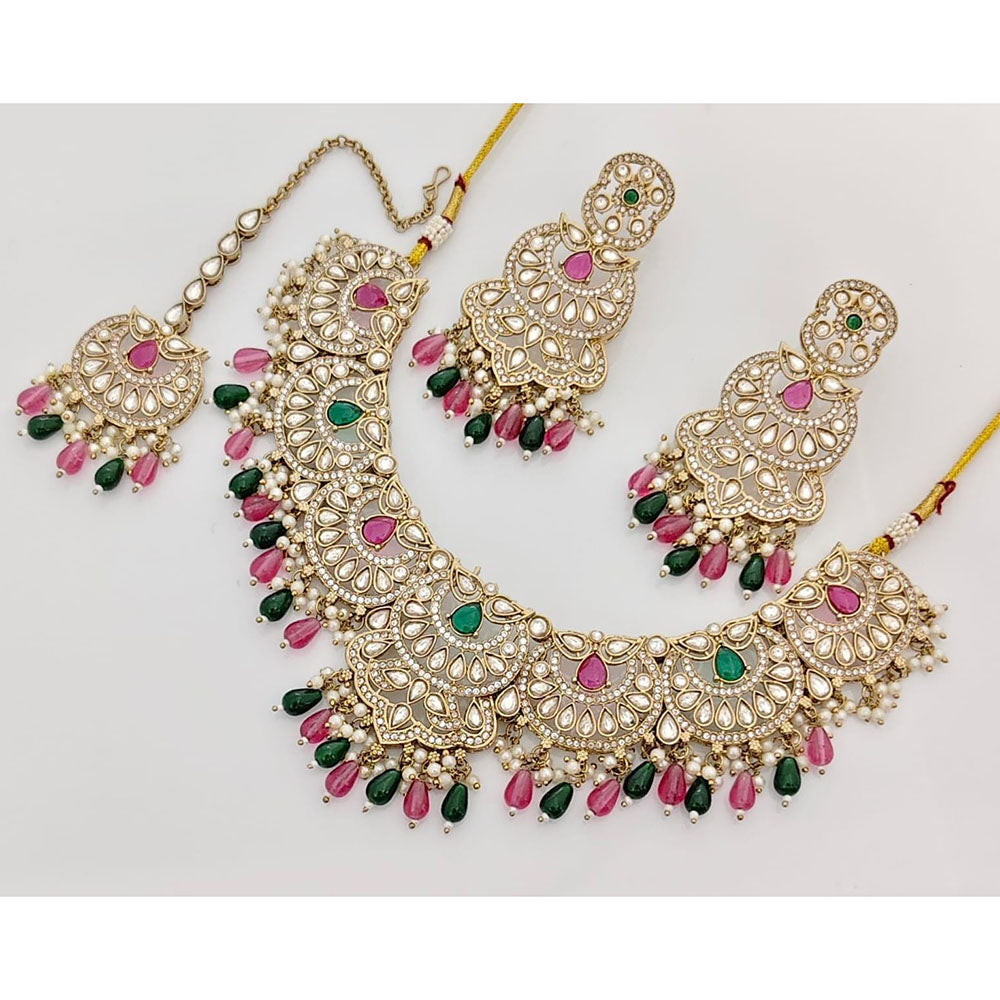 Kavita Art Elegant Pota Stone Pearl And Beads Necklace Set