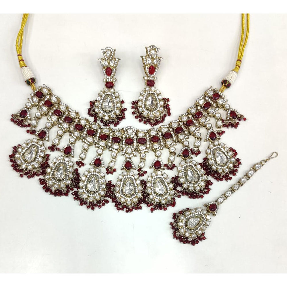 Kavita Art Elegant Pota Stone And Pearl Necklace Set