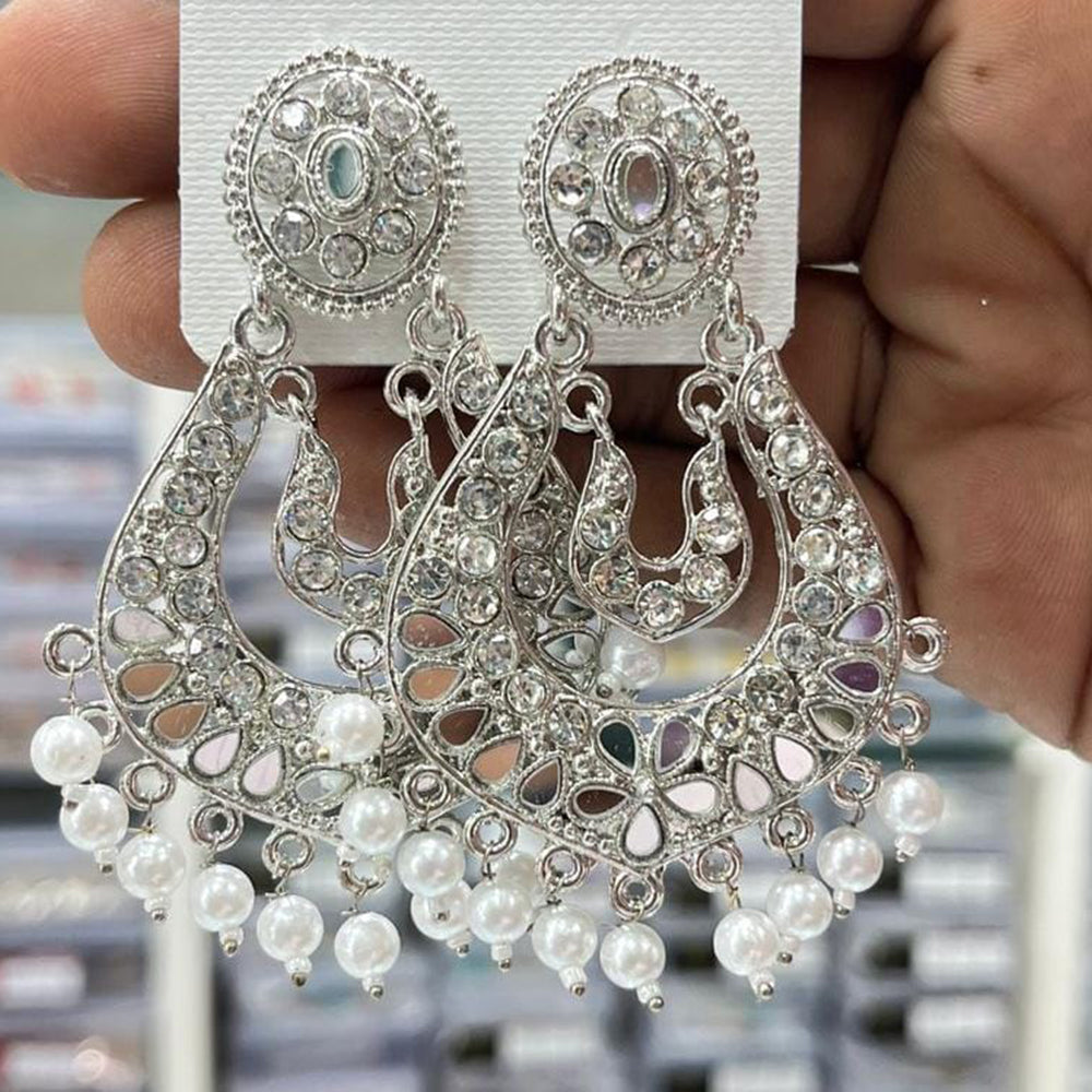 Kavita Art Royal Mirror Stone And Pearl Designer Earrings