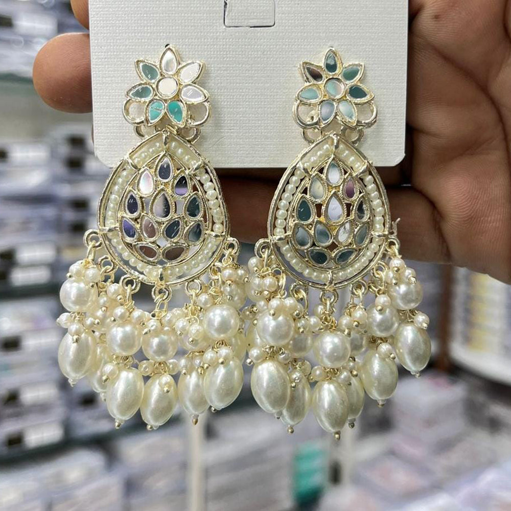 Kavita Art Royal Mirror Stone And Pearl Designer Earrings