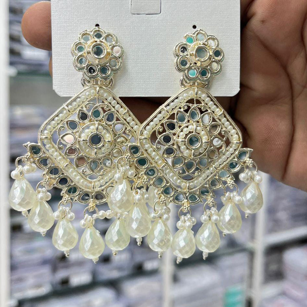 Kavita Art Royal Mirror Stone And Pearl Designer Earrings
