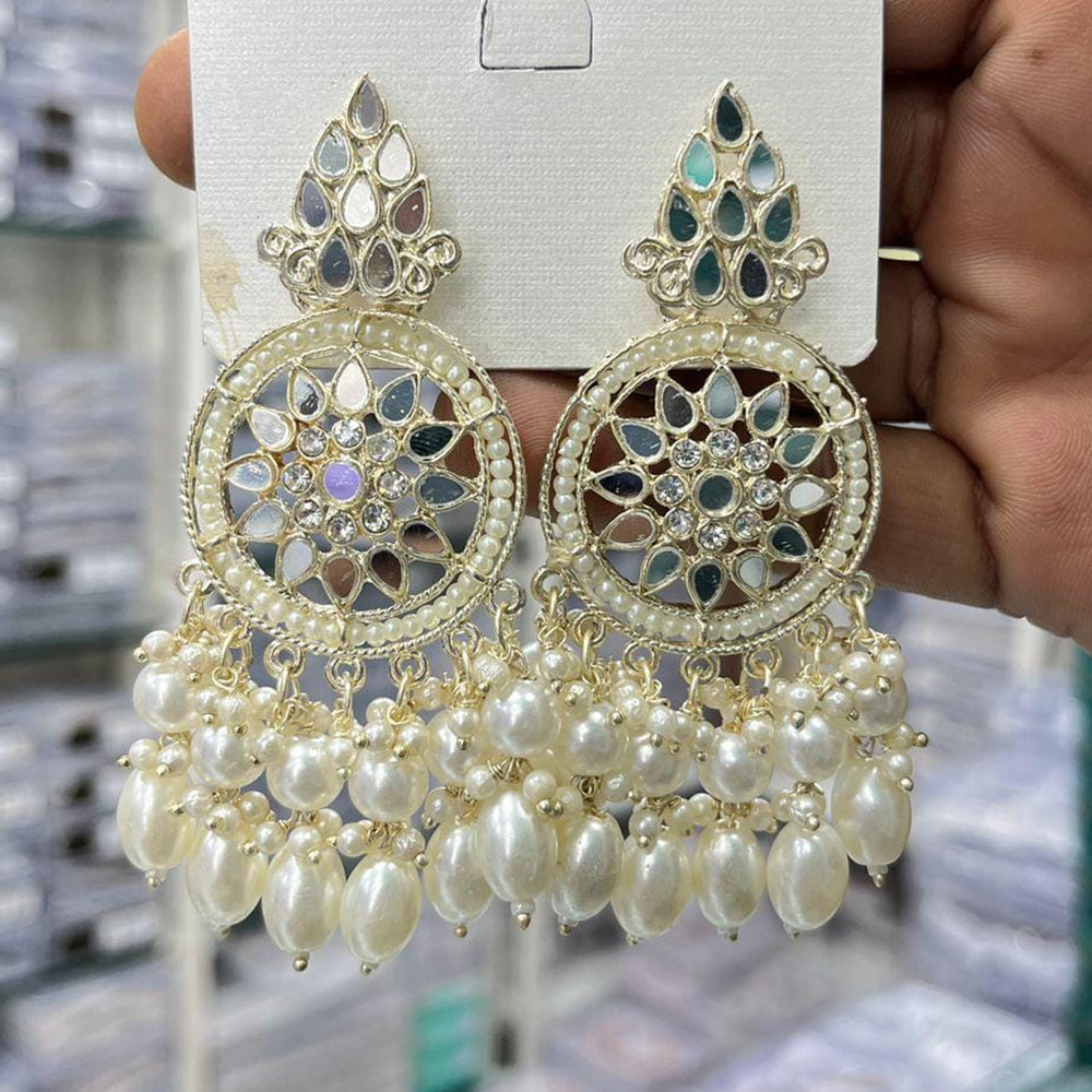 Kavita Art Royal Mirror Stone And Pearl Designer Earrings