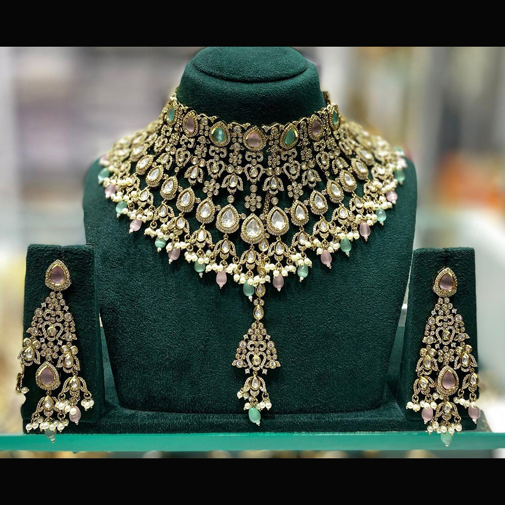 Kavita Art Royal Polki Kundan Stone And Pearl Choker Necklace Set