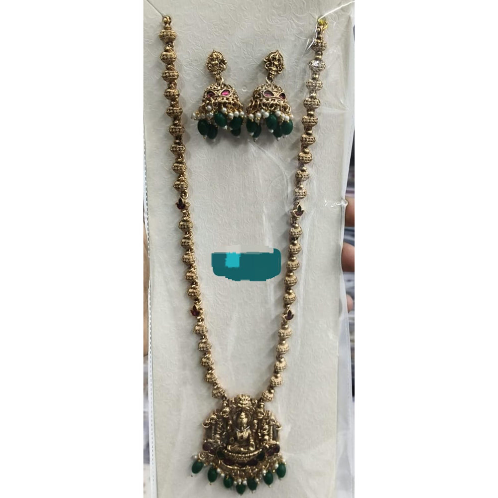 Kavita Art Classic Pota Stone And Beads Temple Long Necklace Set