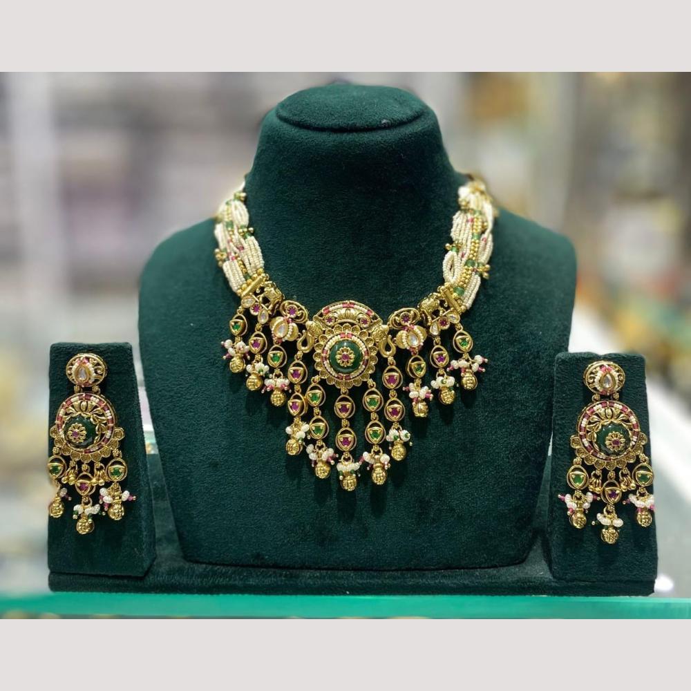 Kavita Art Heritage Pota Stone And Pearl Necklace Set