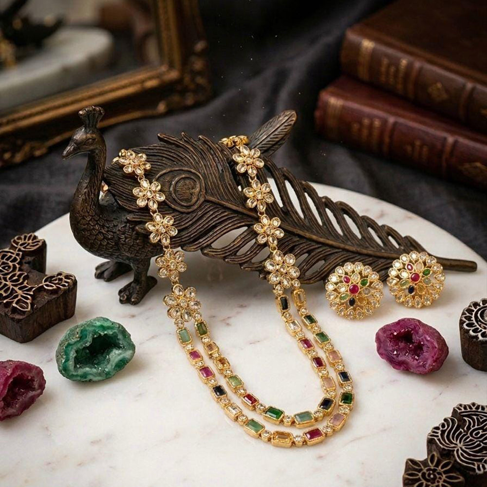 Kavita Art Heritage Crystal Stone Long Necklace Set