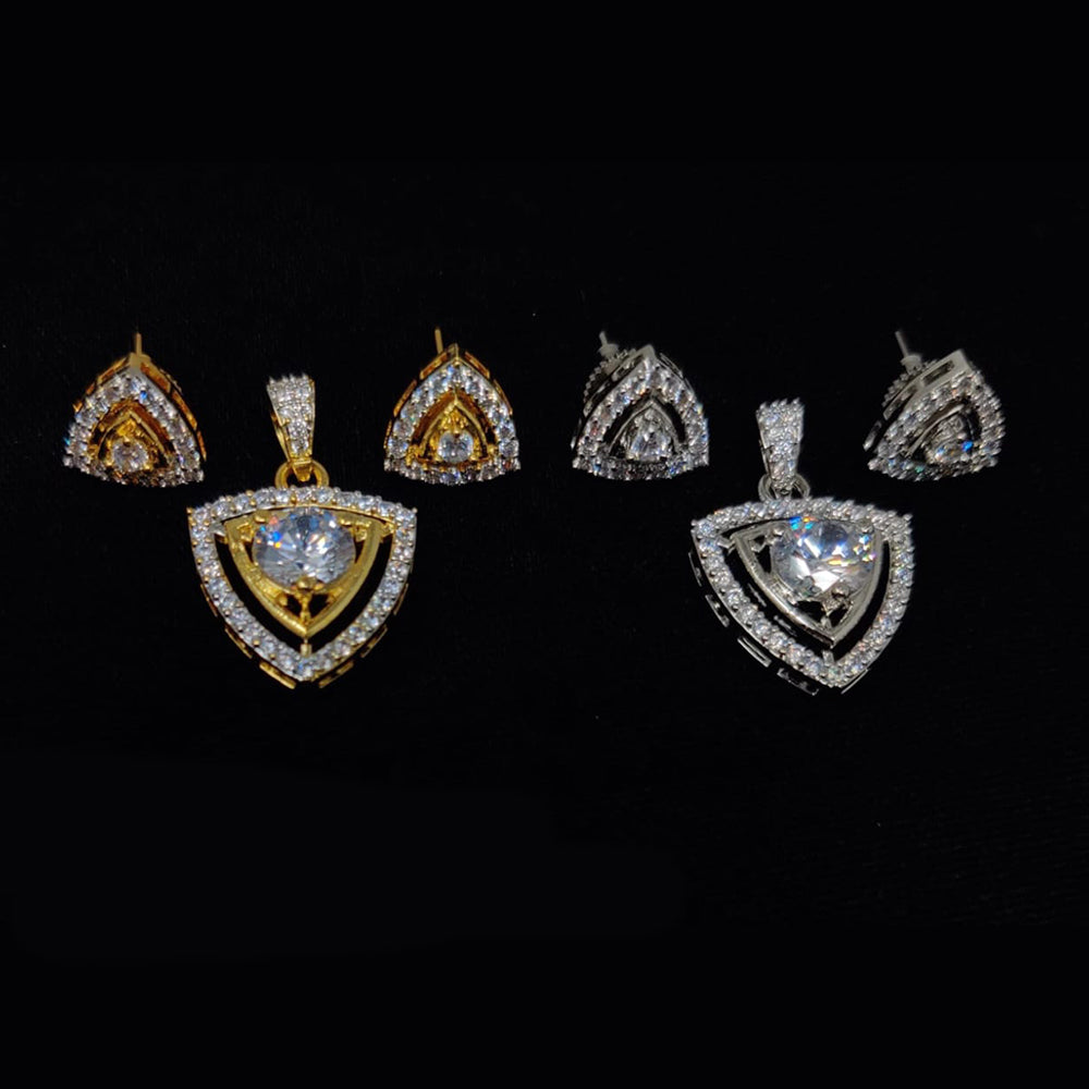 Kavita Art Classic American Daimond Stone Pendant Set