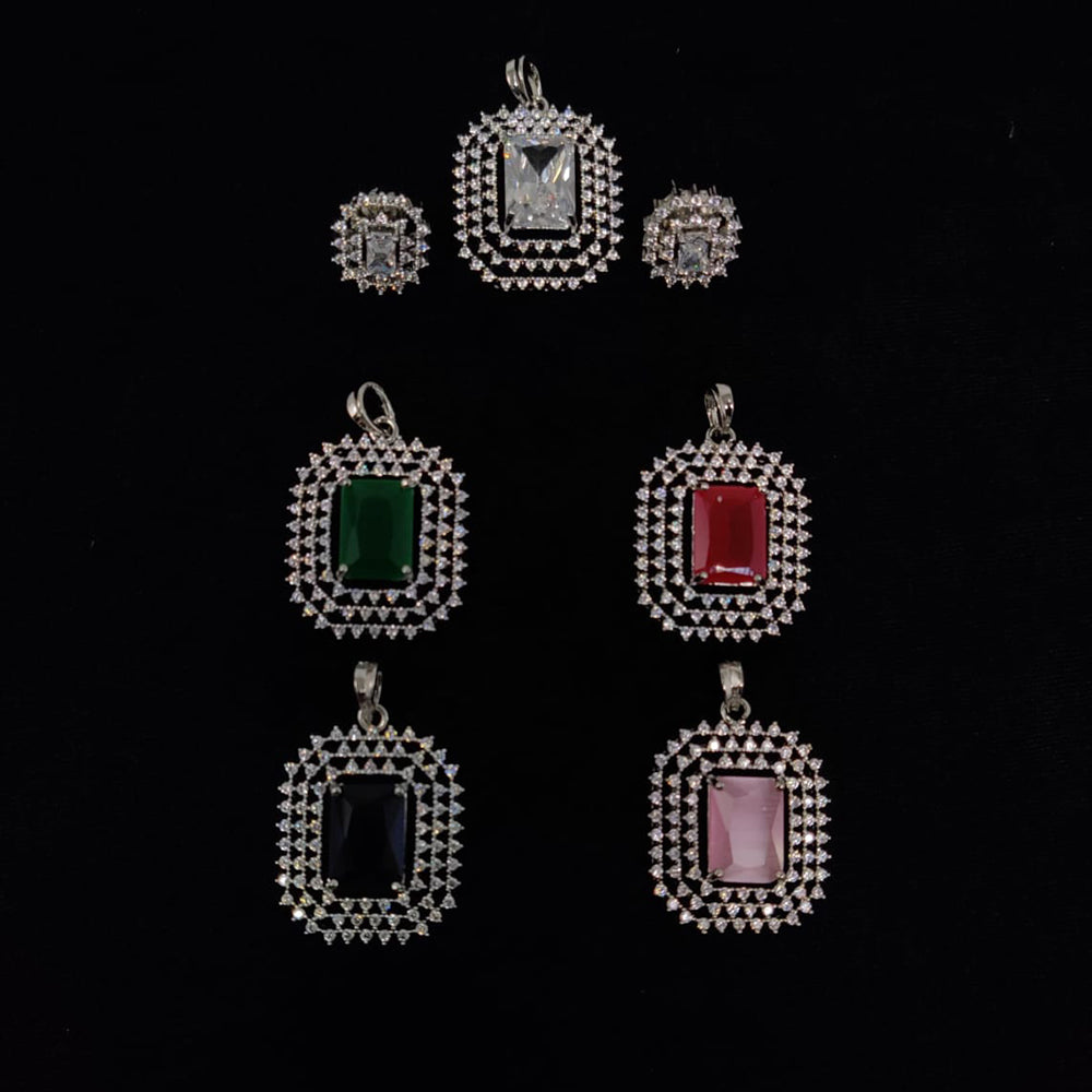 Kavita Art Classic American Daimond Stone Pendant Set