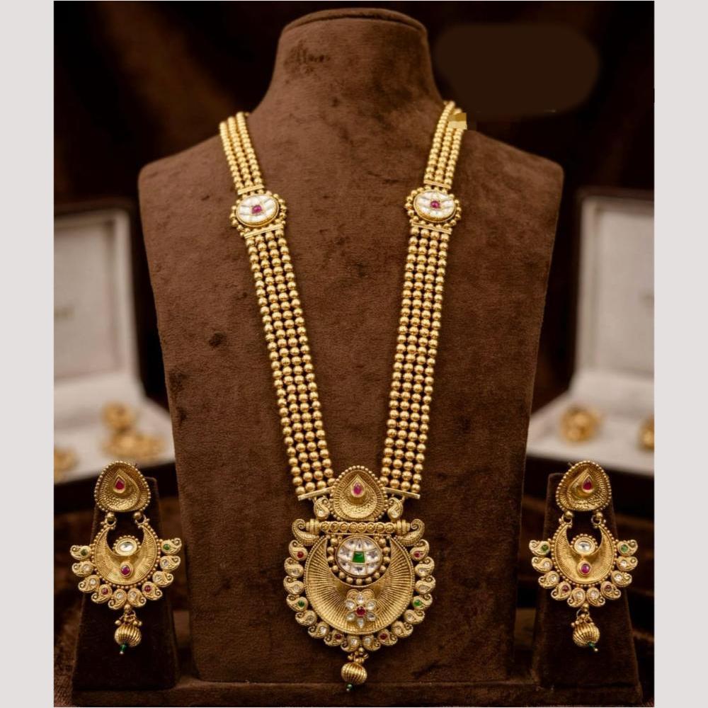 Kavita Art Premium Pota Stone And Beads Long Necklace Set