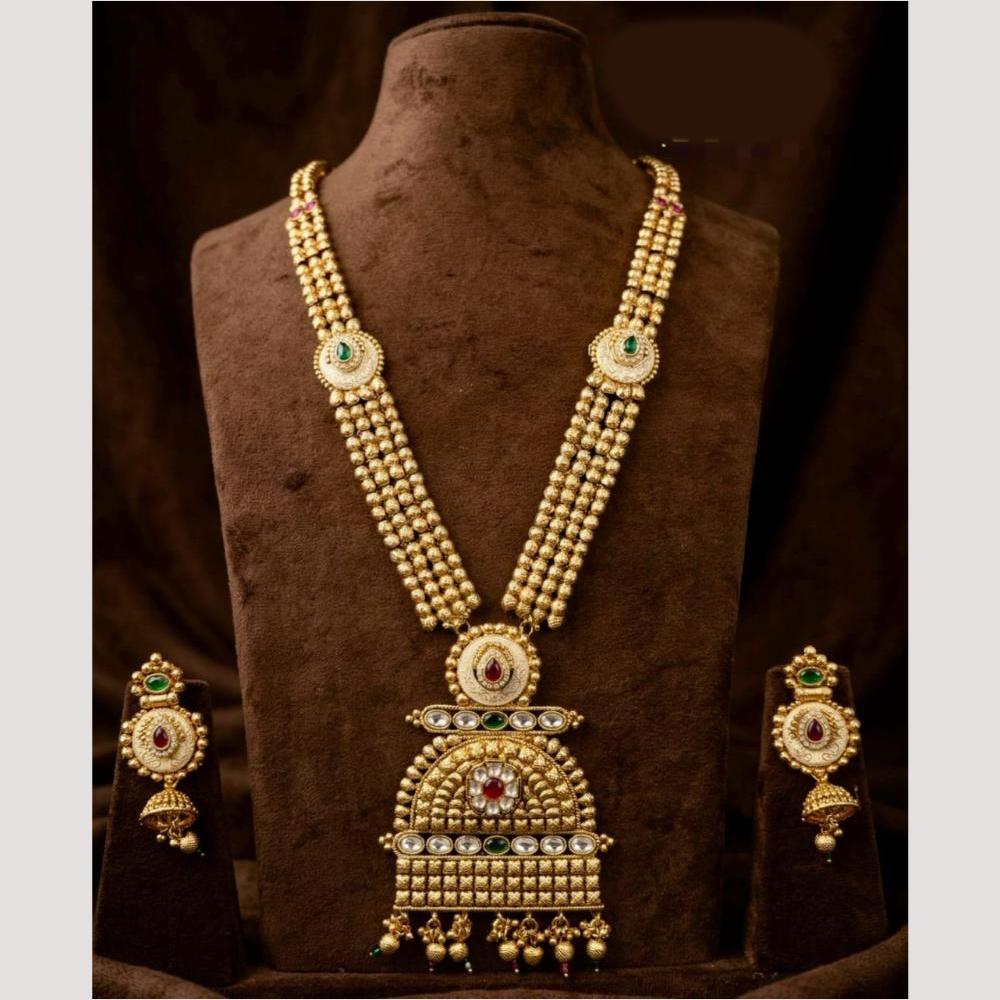 Kavita Art Premium Pota Stone And Beads Long Necklace Set