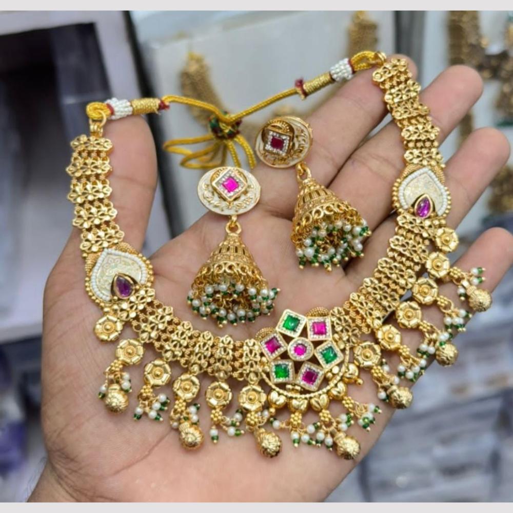 Kavita Art Premium Pota Stone And Pearl Necklace Set