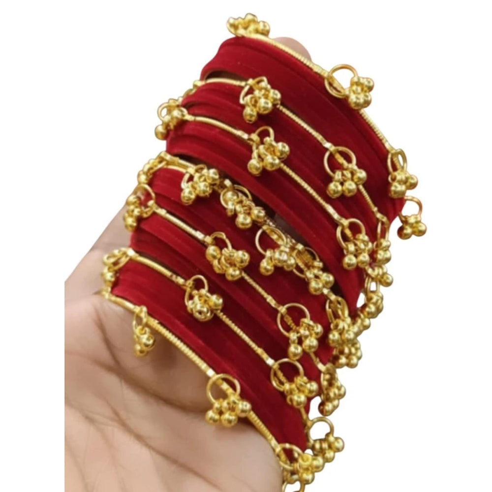 Kavita Art Royal Velvet Ghungroo Kashmiri Bangles Set
