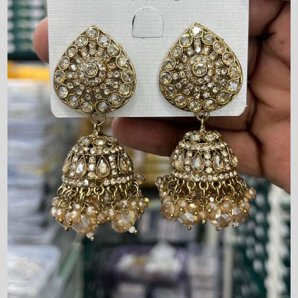 Kavita Art Designer Crystal Stone And Pearl Jhumki Earrings