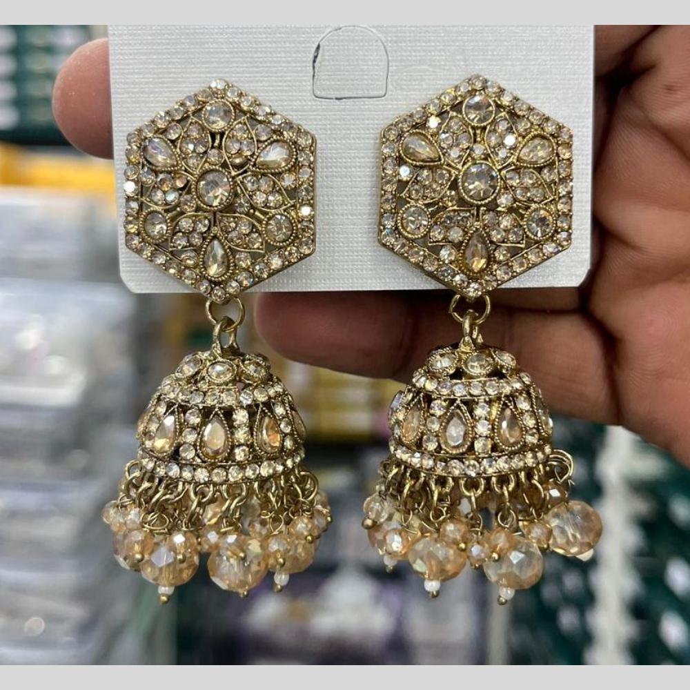 Kavita Art Designer Crystal Stone And Pearl Jhumki Earrings