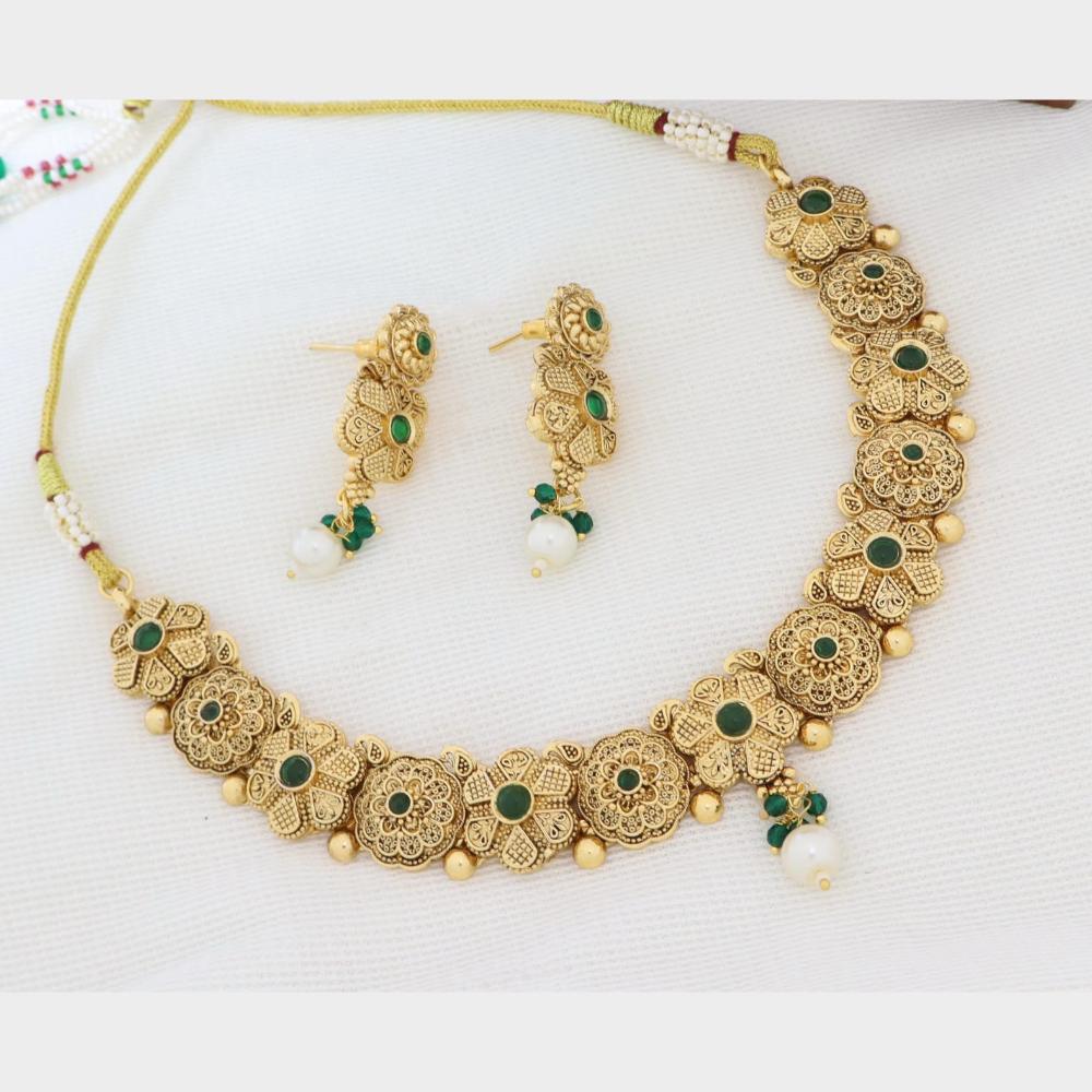 Kavita Art Elegant Pota Stone Pearl Necklace Jewellery Set